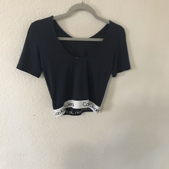 Calvin Klein Logo band off the shoulder top - Picture 2 of 4